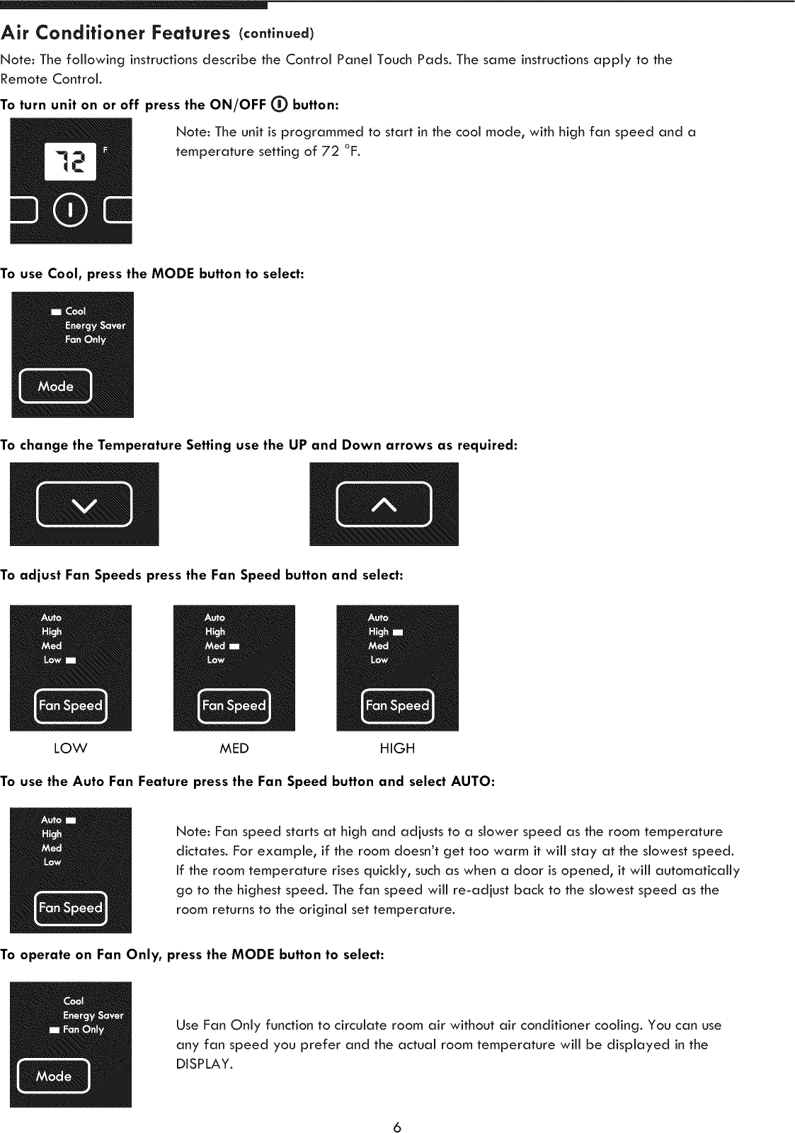Page 6 of 12 - Kenmore 25370062011 User Manual  ROOM AIR CONDITIONER - Manuals And Guides 1206337L