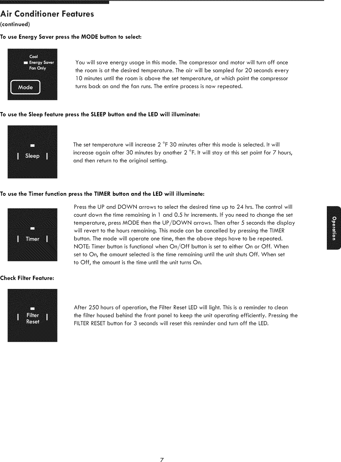 Page 7 of 12 - Kenmore 25370062011 User Manual  ROOM AIR CONDITIONER - Manuals And Guides 1206337L
