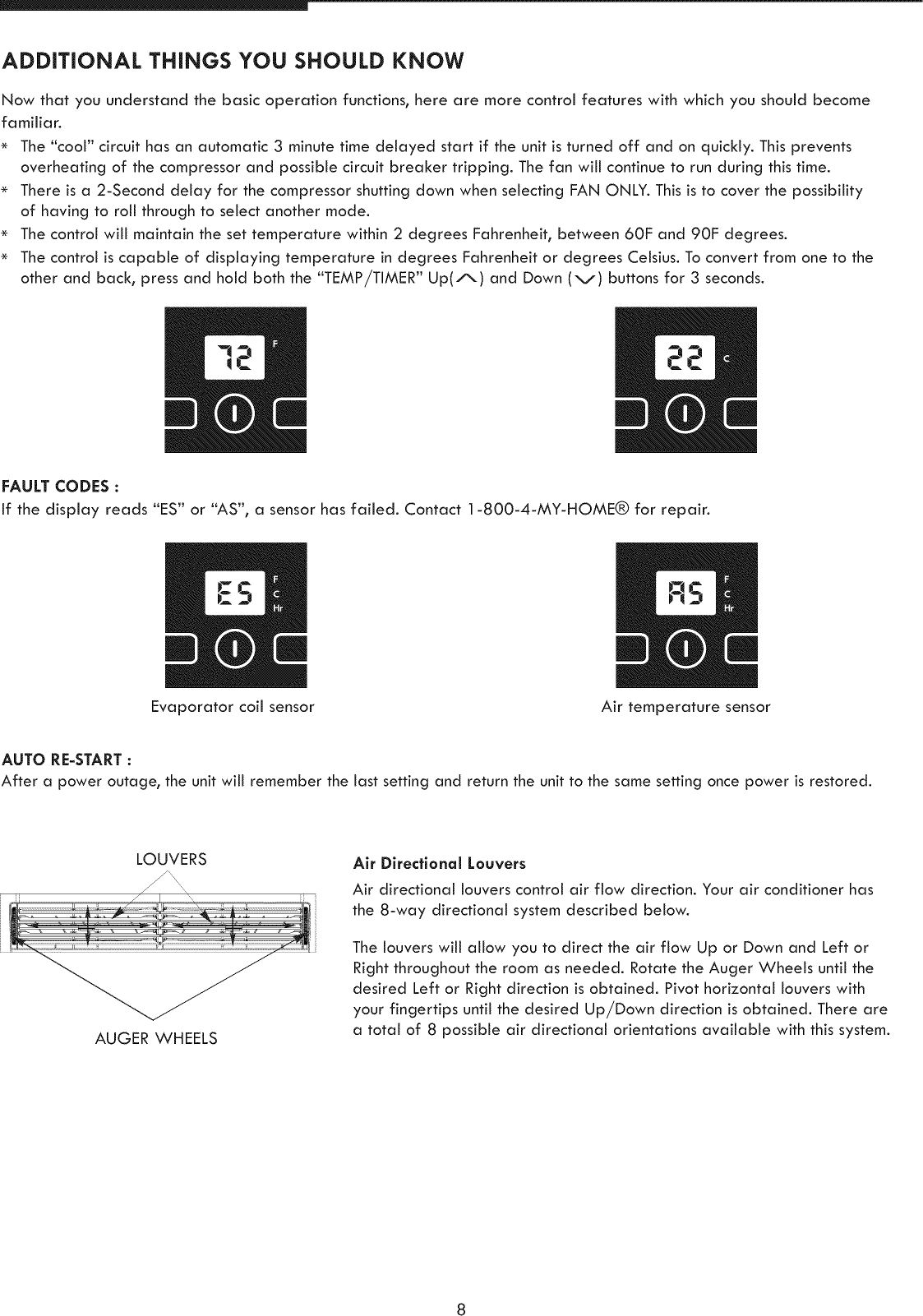 Page 8 of 12 - Kenmore 25370062011 User Manual  ROOM AIR CONDITIONER - Manuals And Guides 1206337L