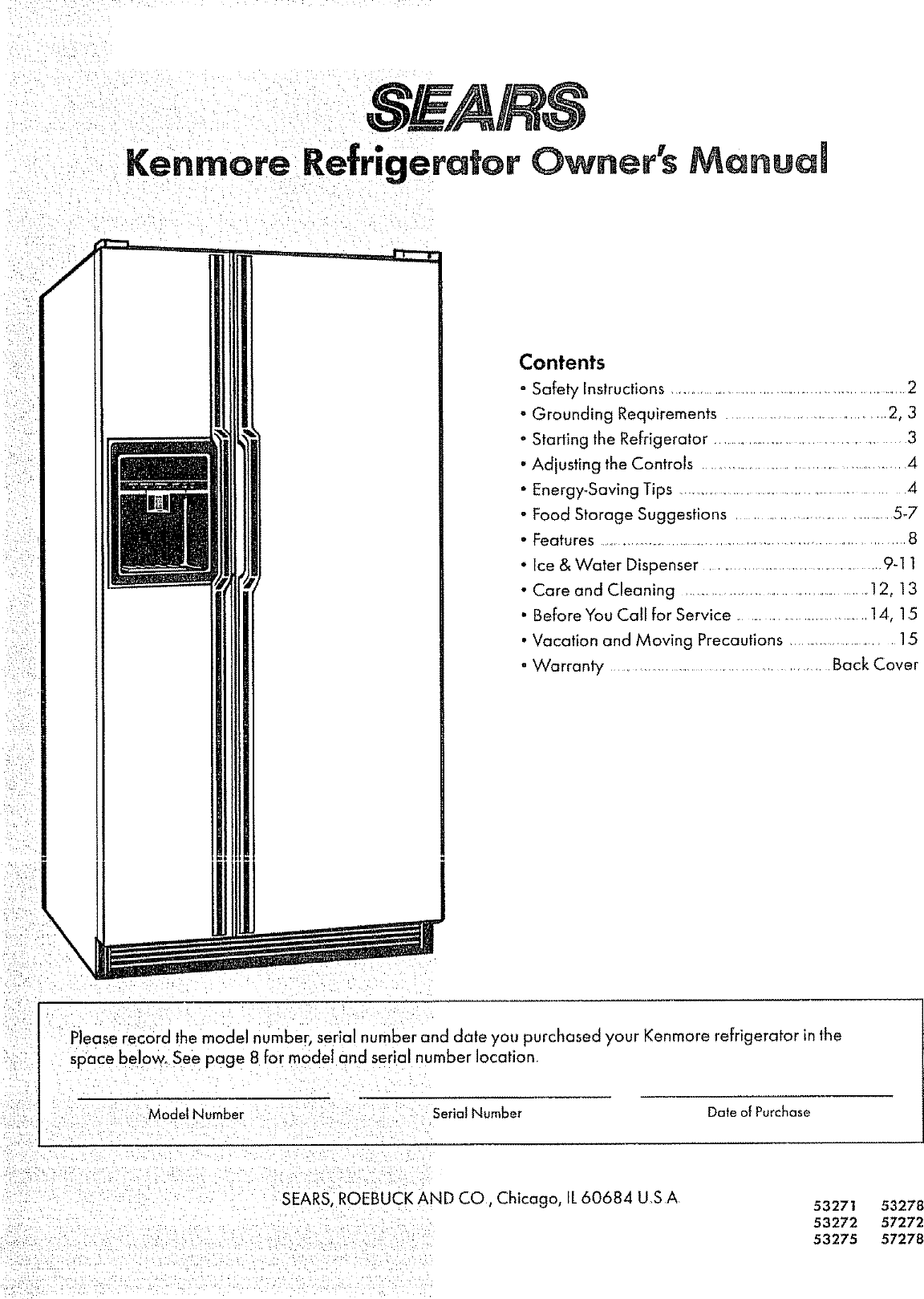 Kenmore Refrigerator Model 253 Manual