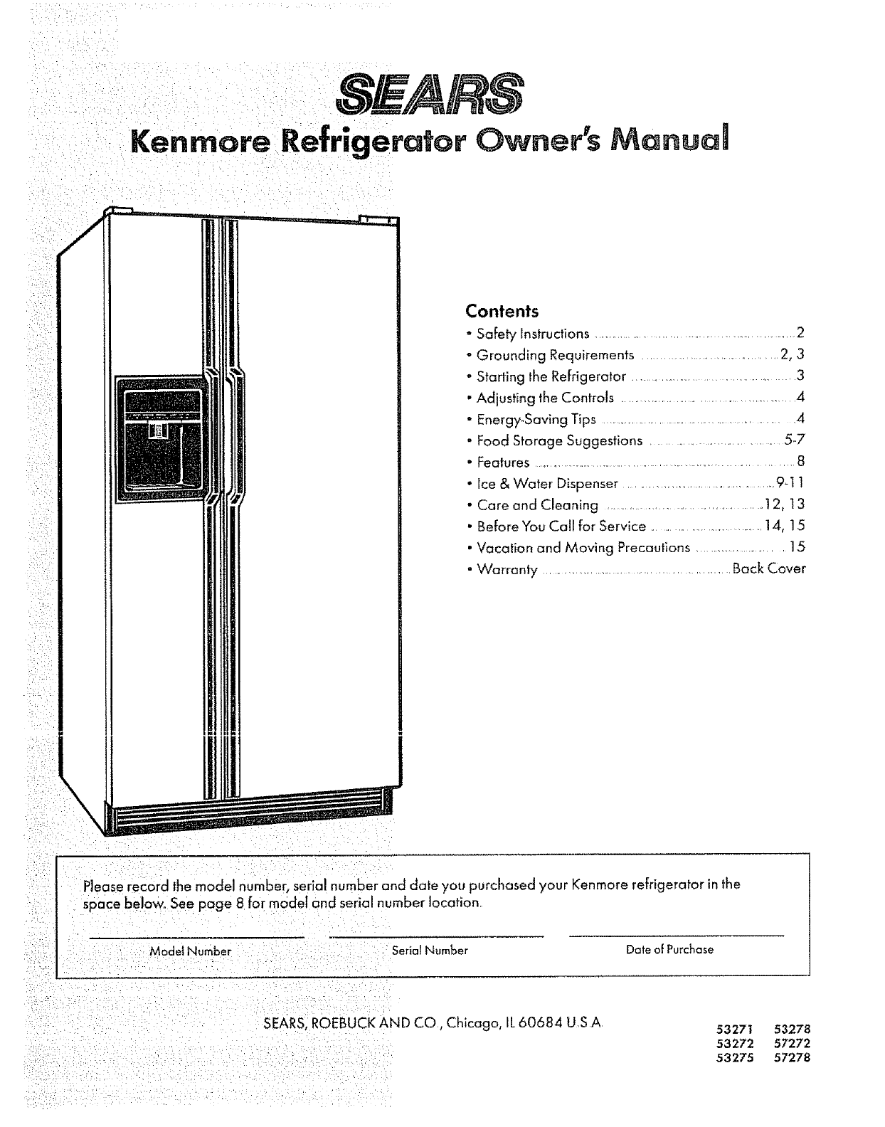 Kenmore Elite 10651713411 Refrigerator Owners Manual