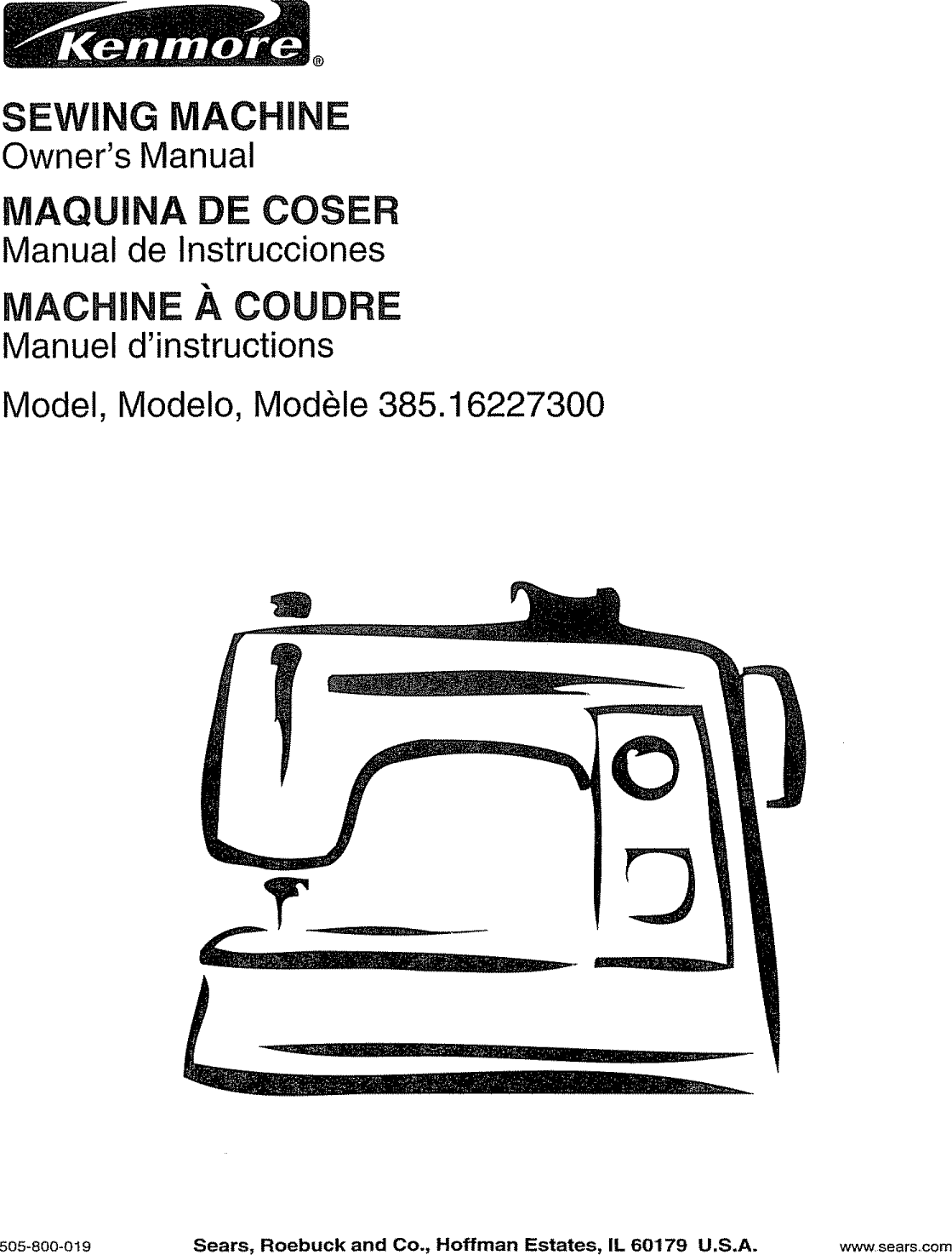 Kenmore 38516227300 User Manual SEWING MACHINE Manuals And Guides L0812630