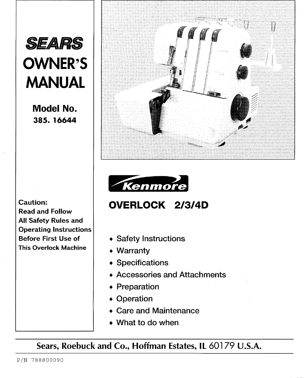 Kenmore 38516644690 User Manual SEWING MACHINE Manuals And Guides L0712589