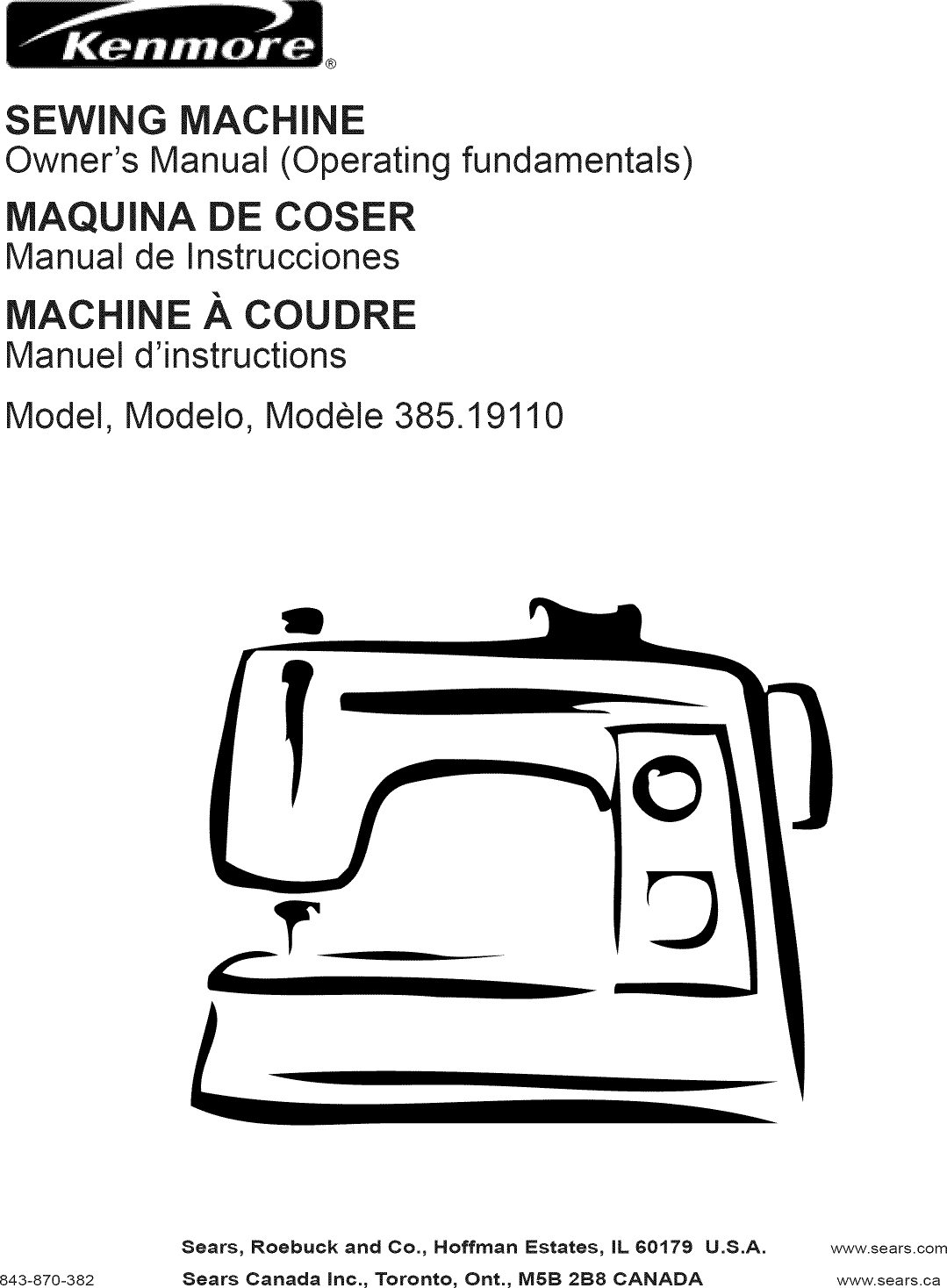 Kenmore 38519110600 User Manual SEWING MACHINE Manuals And Guides L0907250