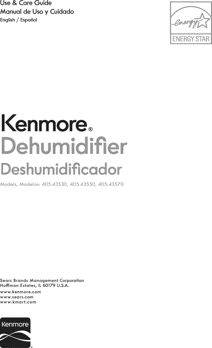 Kenmore 40543530 User Manual DEHUMIDIFIER Manuals And Guides 1310350L