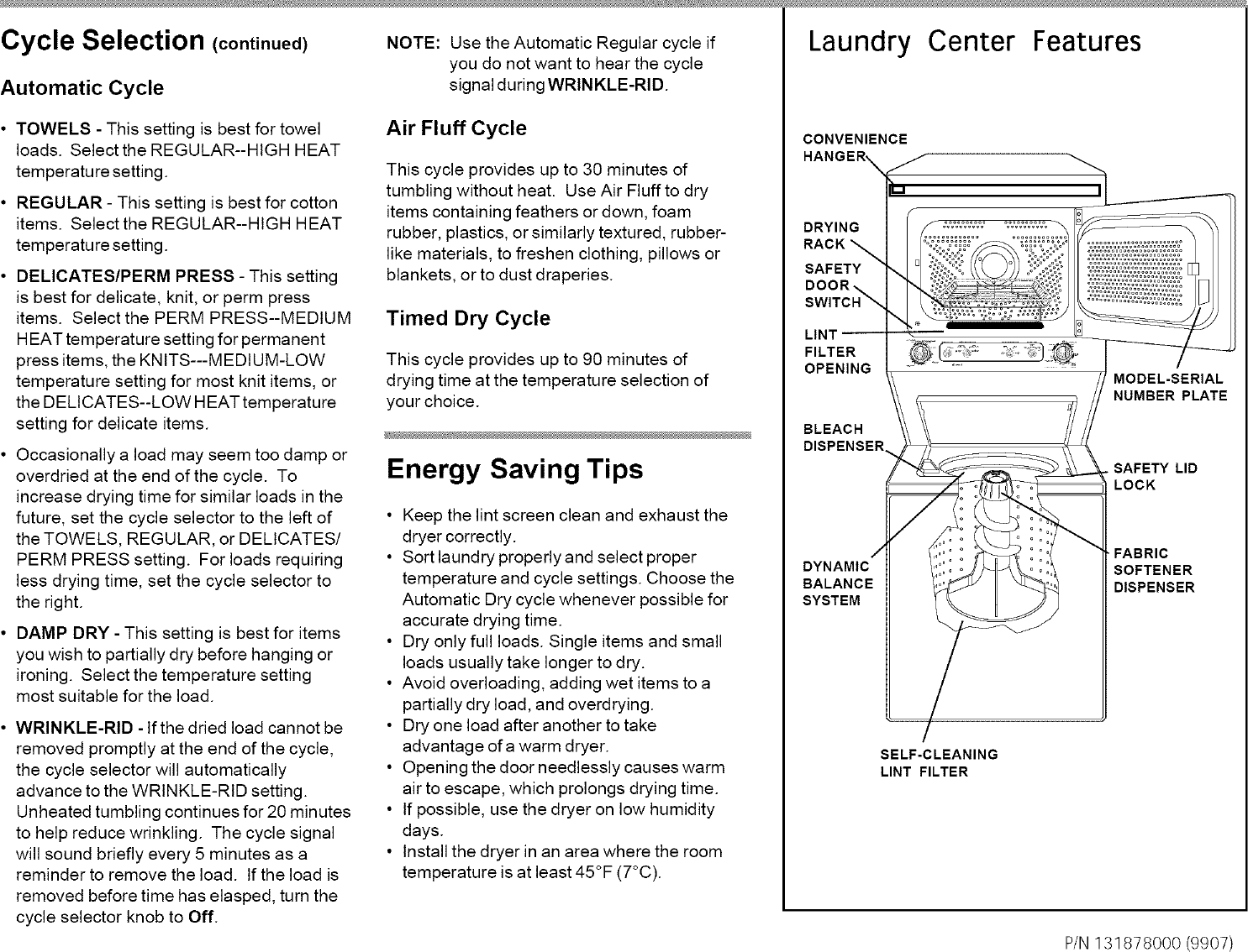 Kenmore 41790872990 User Manual LAUNDRY CENTER Manuals And Guides L0805295
