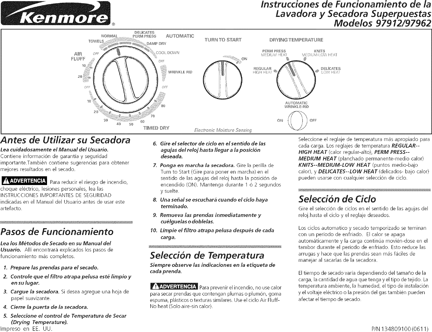 Page 5 of 8 - Kenmore 41797912701 User Manual  LAUNDRY CENTER - Manuals And Guides L0711517