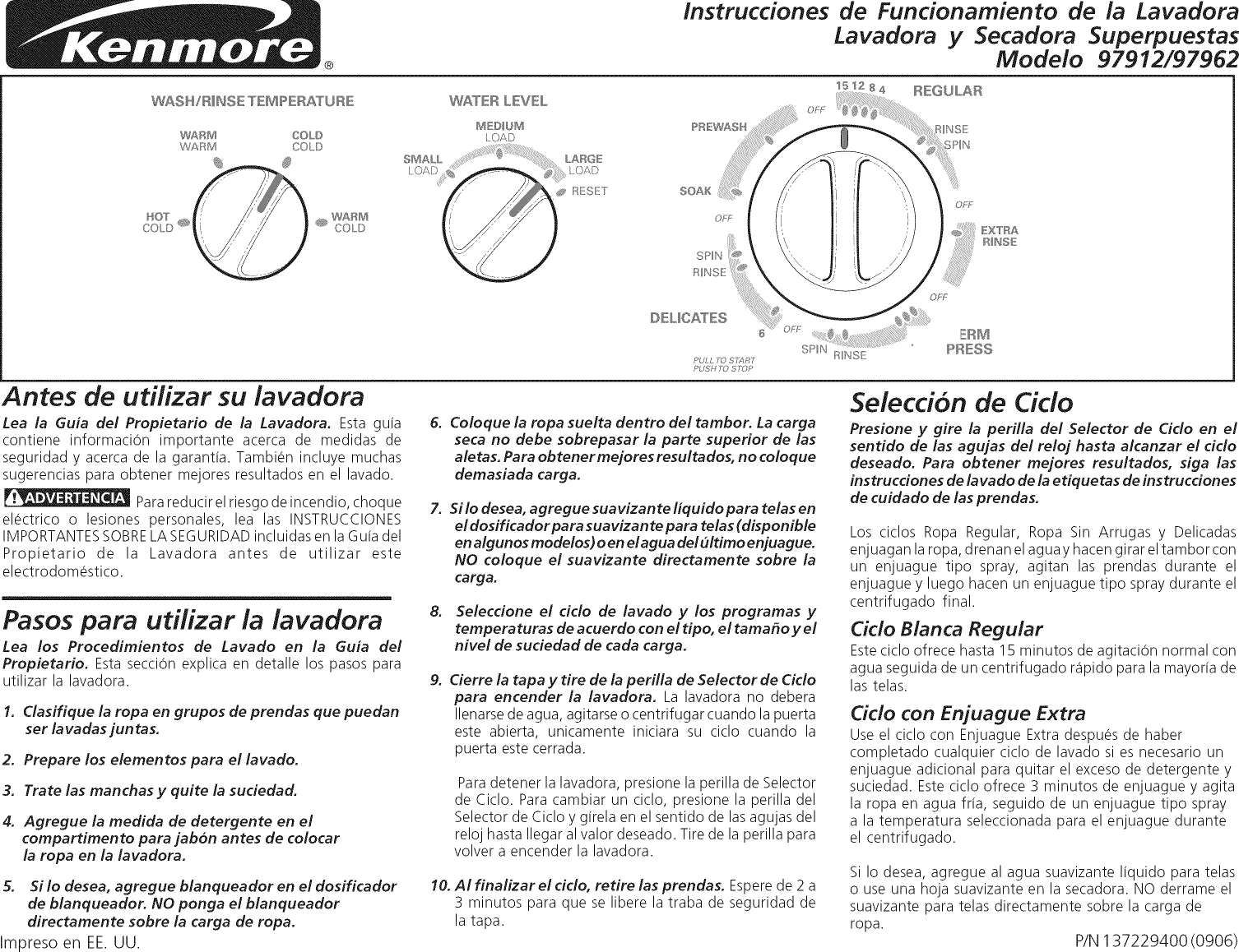 Page 7 of 8 - Kenmore 41797912704 User Manual  LAUNDRY CENTER - Manuals And Guides L0911151