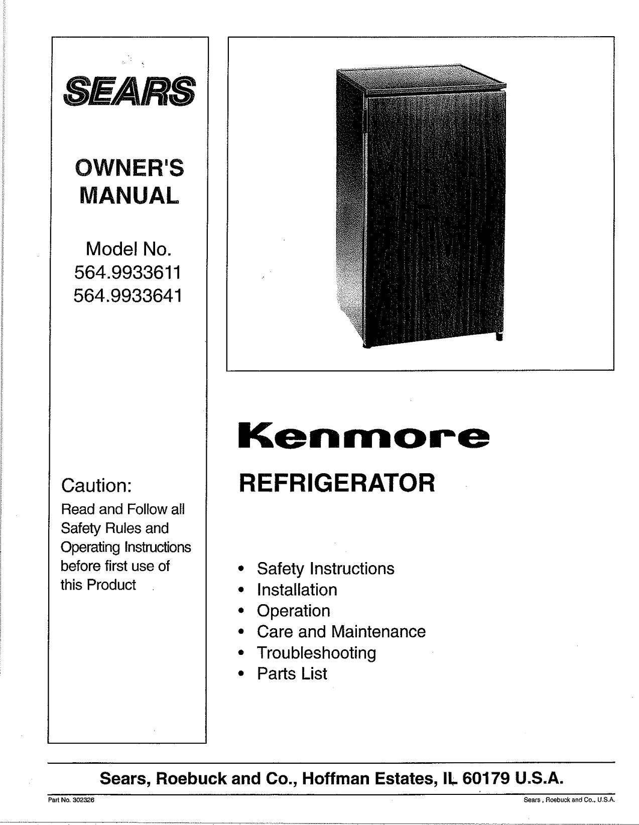 Page 1 of 6 - Kenmore 5649933611 User Manual  COMPACT REFRIGERATOR - Manuals And Guides L0810029