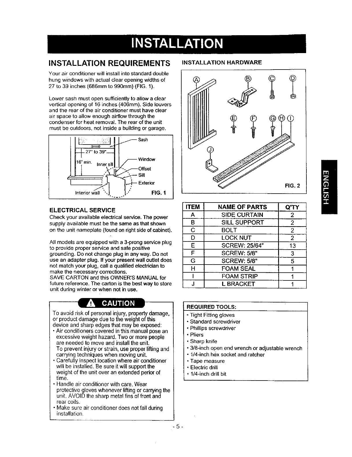 Kenmore 58071121100 User Manual AIR CONDITIONER Manuals And Guides L0104088