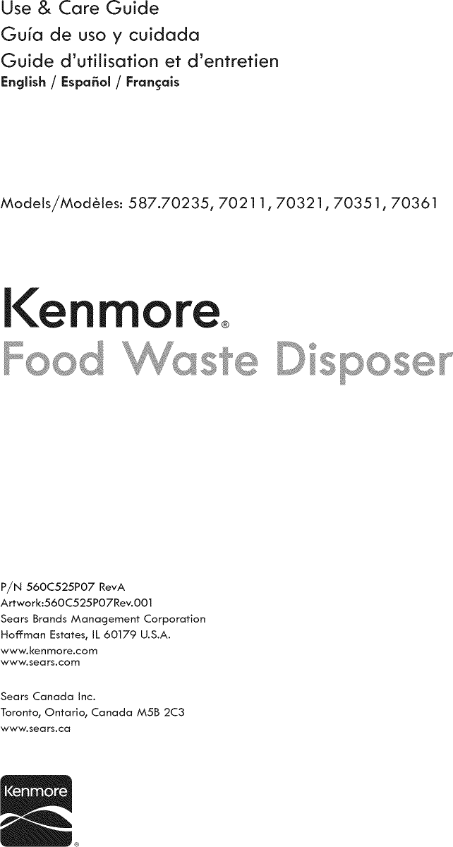 Kenmore 58770211410 User Manual GARBAGE DISPOSER Manuals And Guides