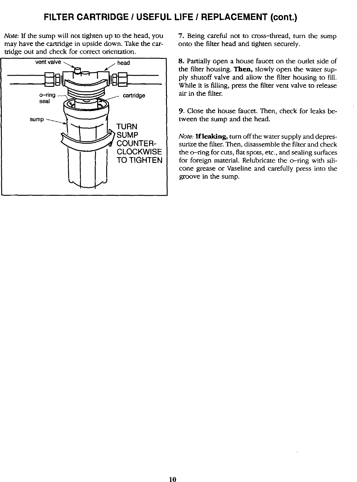 Page 10 of 12 - Kenmore 625343400 User Manual  WATER FILTER HOUSING - Manuals And Guides L0309531