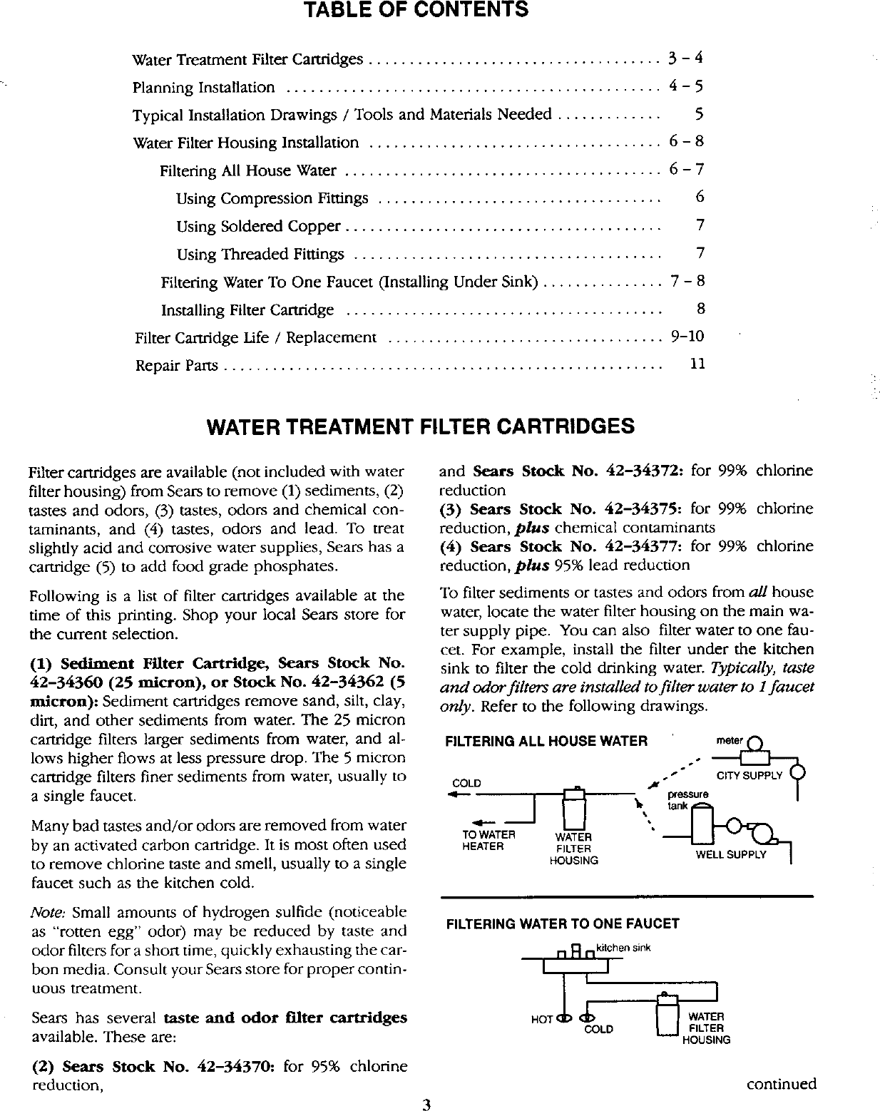 Page 3 of 12 - Kenmore 625343400 User Manual  WATER FILTER HOUSING - Manuals And Guides L0309531