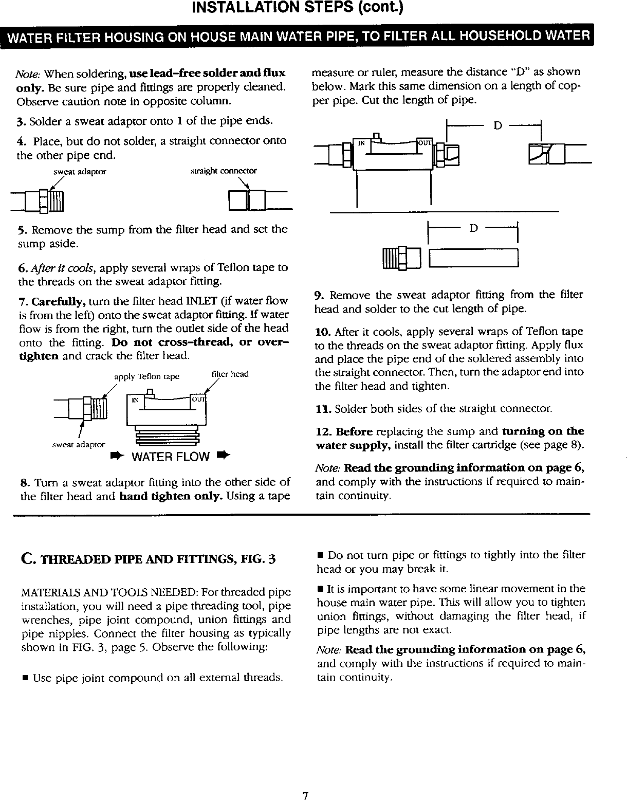 Page 7 of 12 - Kenmore 625343400 User Manual  WATER FILTER HOUSING - Manuals And Guides L0309531