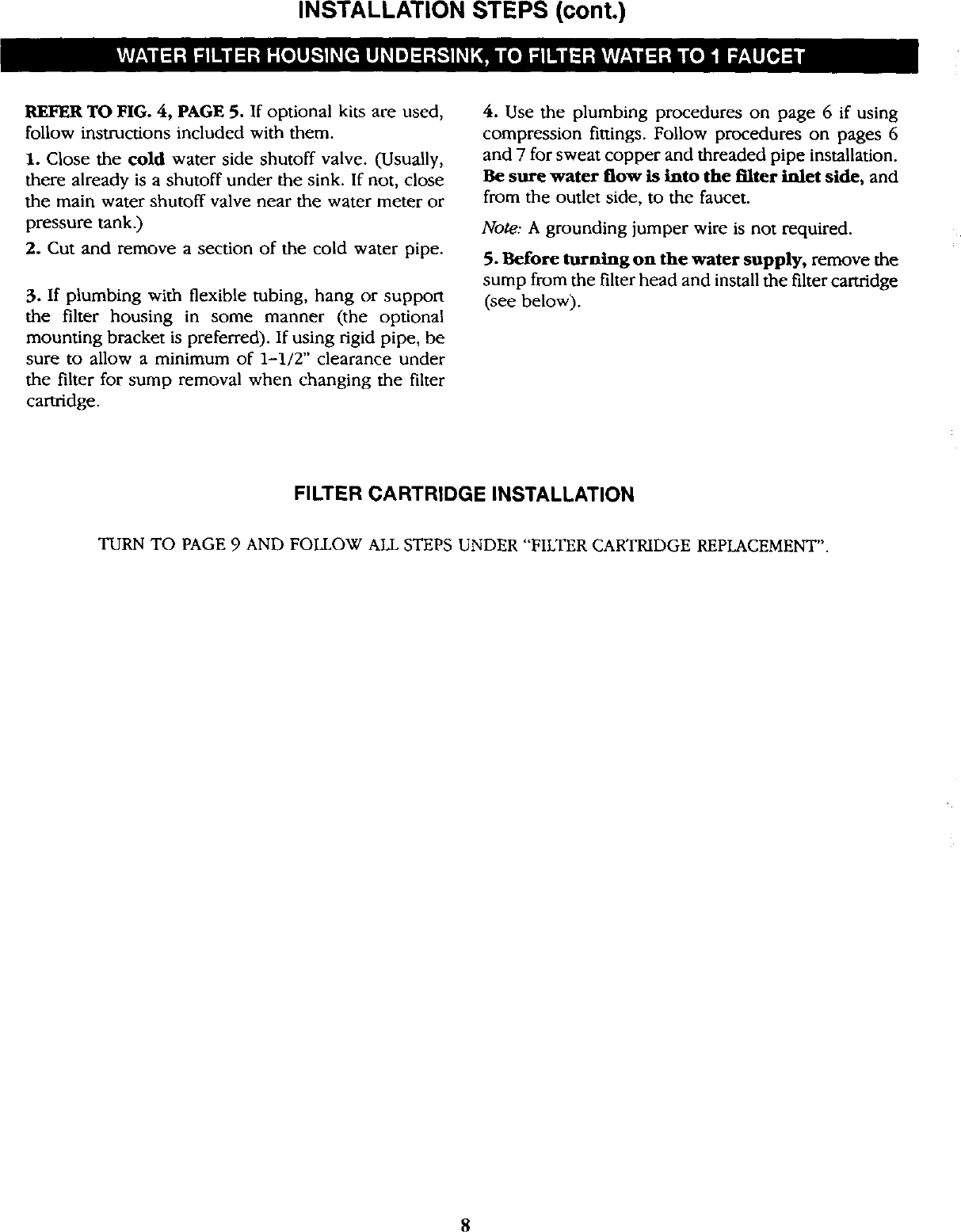 Page 8 of 12 - Kenmore 625343400 User Manual  WATER FILTER HOUSING - Manuals And Guides L0309531