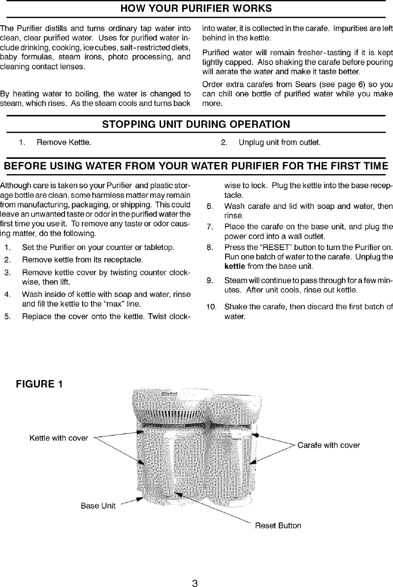 Page 3 of 7 - Kenmore 625344800 User Manual  COUNTERTOP WATER PURIFIER - Manuals And Guides L0411299