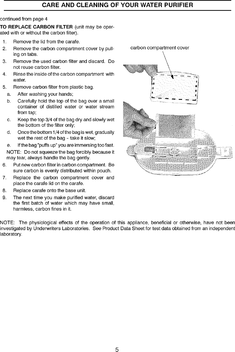 Page 5 of 7 - Kenmore 625344800 User Manual  COUNTERTOP WATER PURIFIER - Manuals And Guides L0411299