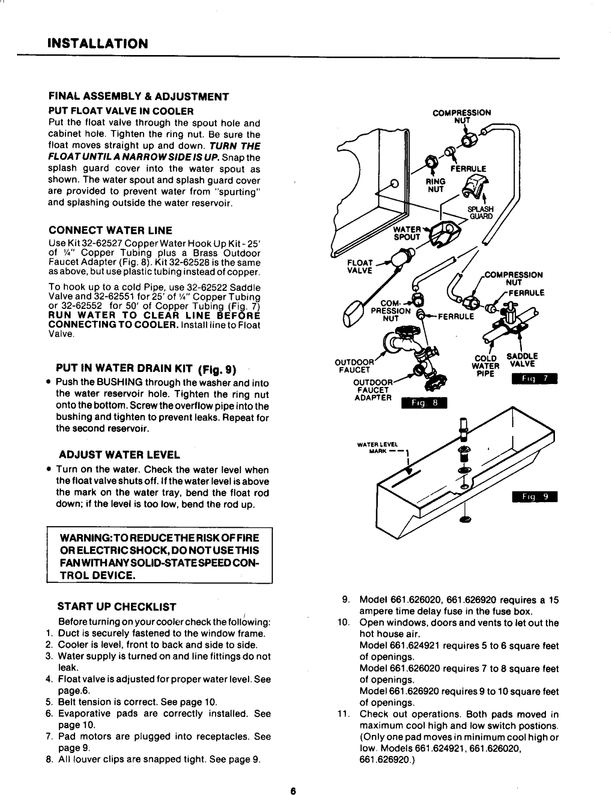 Page 6 of 12 - Kenmore 661624921 1209396L User Manual  EVAPORATIVE AIR COOLER - Manuals And Guides