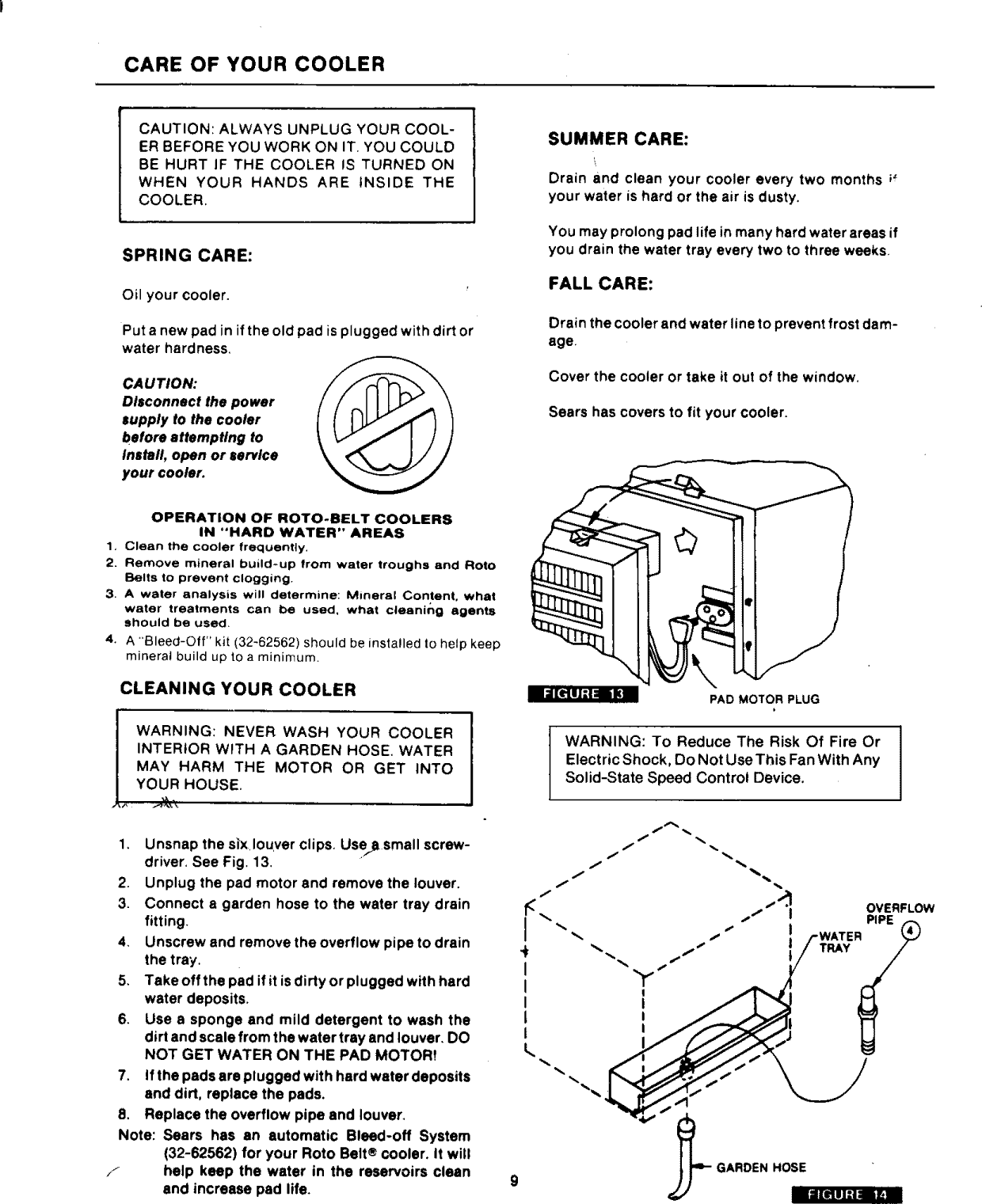 Page 9 of 12 - Kenmore 661624921 1209396L User Manual  EVAPORATIVE AIR COOLER - Manuals And Guides