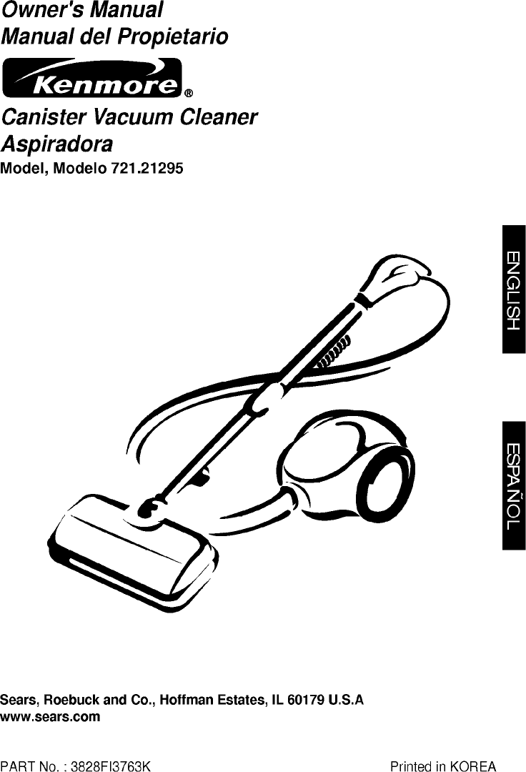 Kenmore 72121295000 User Manual CANISTER VACUUM Manuals And Guides L0902268
