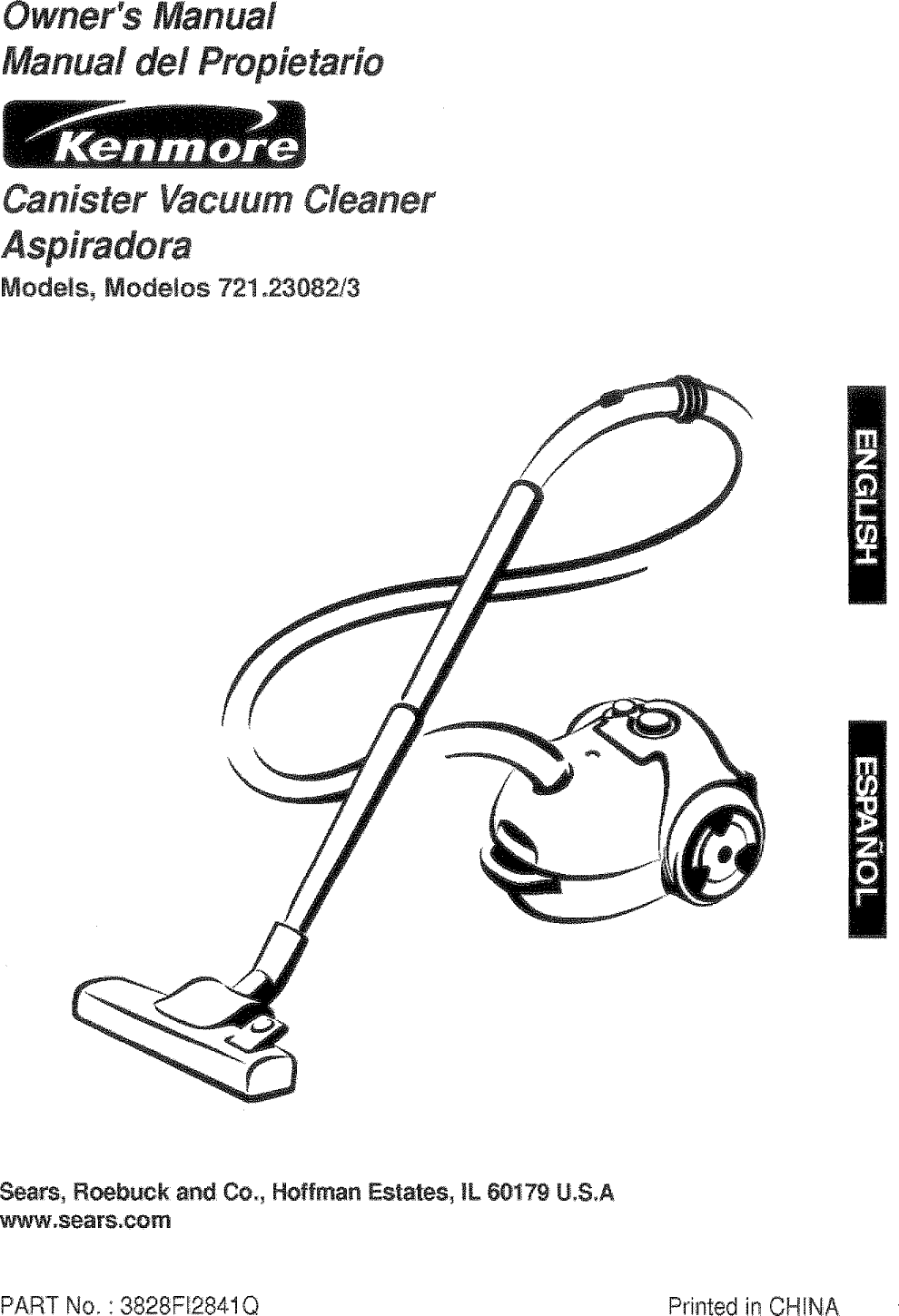 Kenmore 72123082300 User Manual VACUUM CLEANER Manuals And Guides L0808187