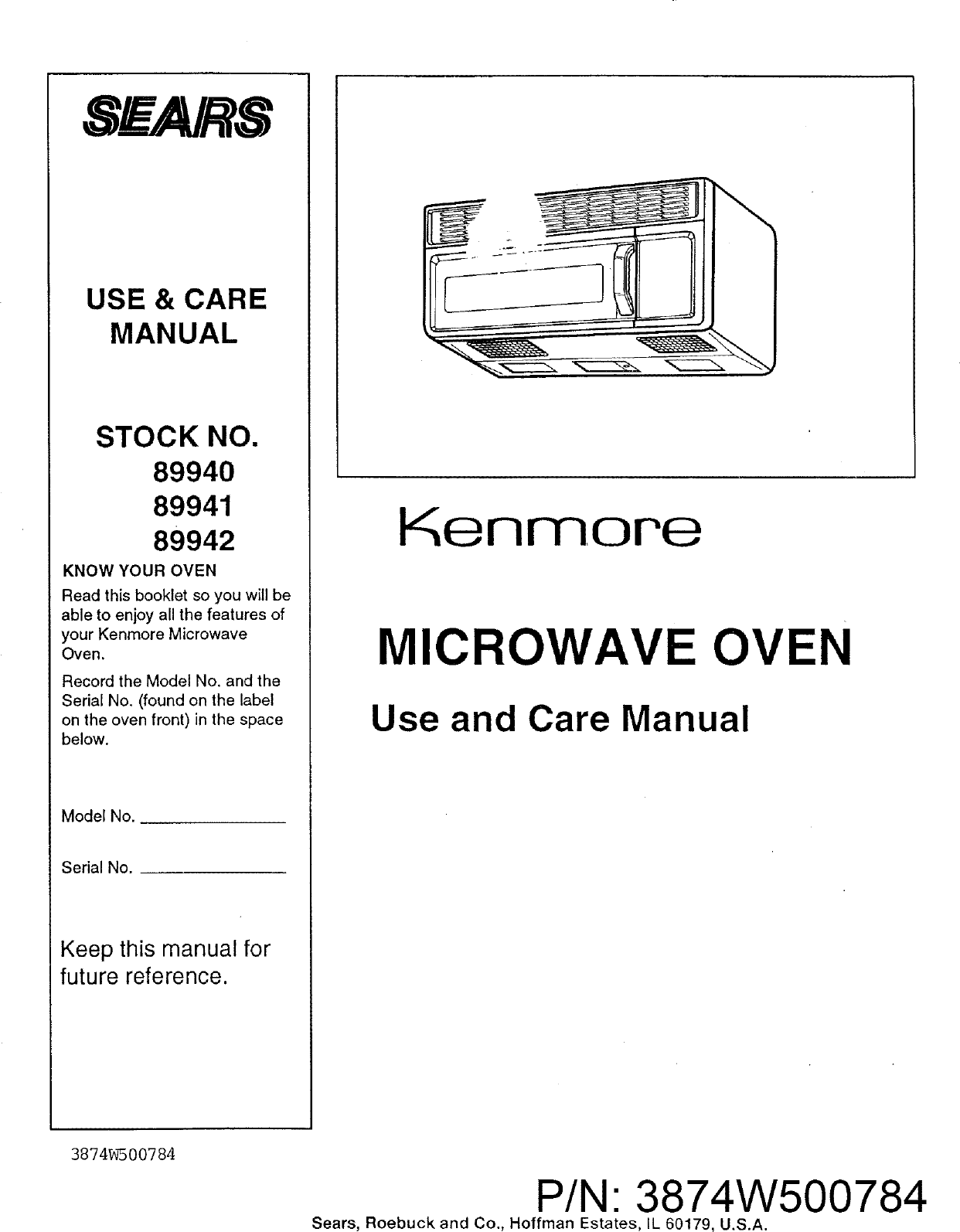 Kenmore Microwave 790.803 Manual