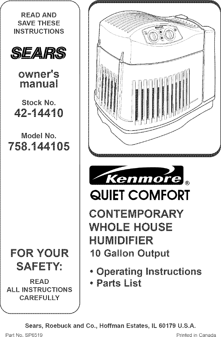 Kenmore Quiet Comfort Humidifier - COMFORT