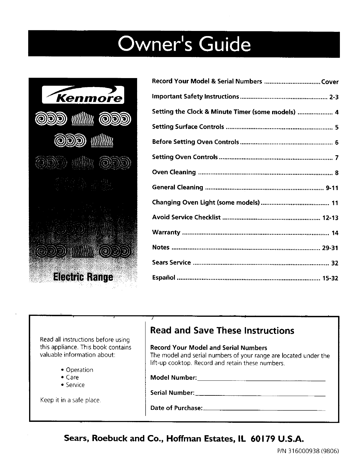 Kenmore Range Model 790 Manual