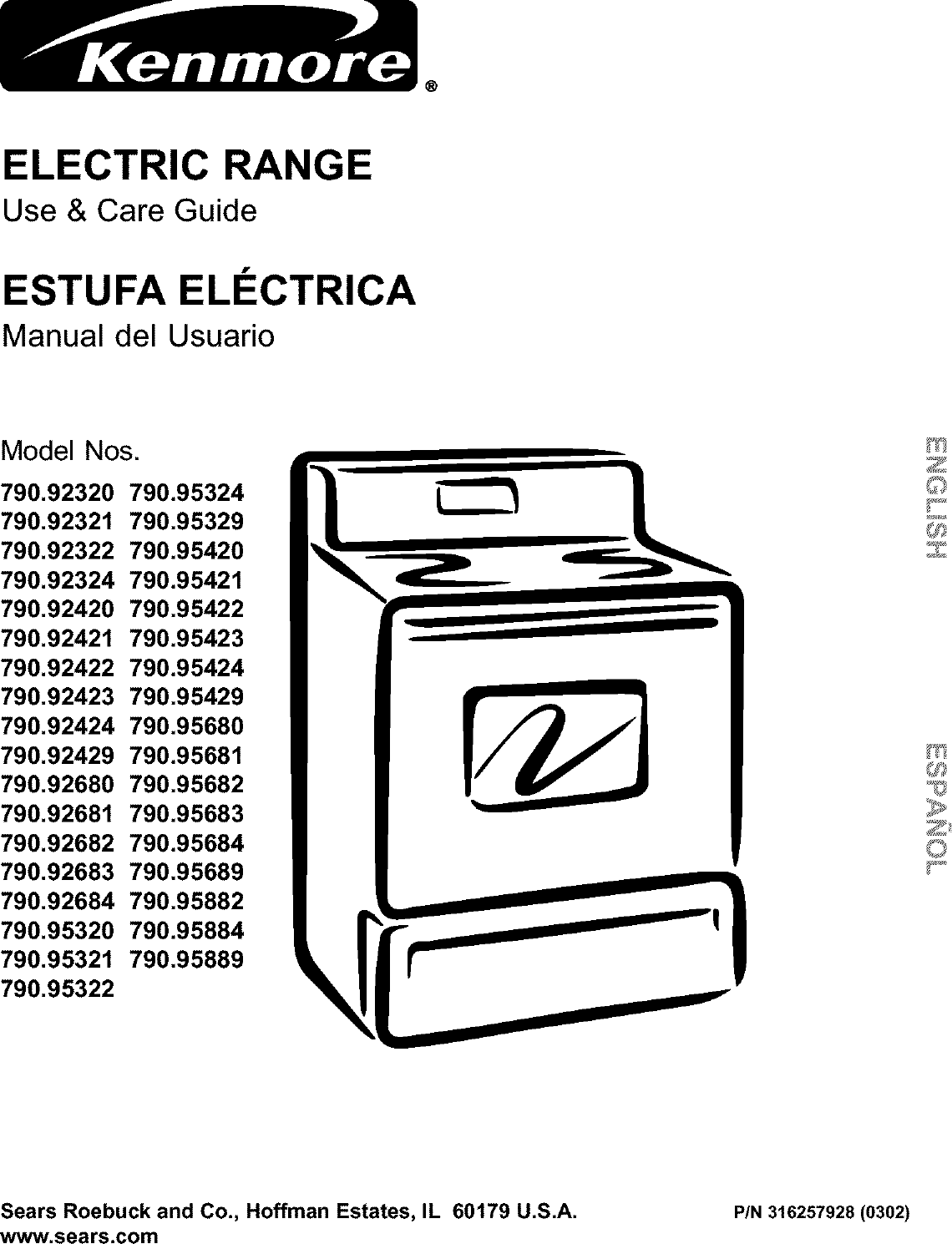 Kenmore 79092320300 User Manual ELECTRIC RANGE Manuals And Guides L0305046