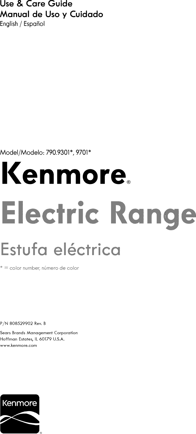 Kenmore 79093012312 User Manual ELECTRIC RANGE Manuals And Guides 1506141L