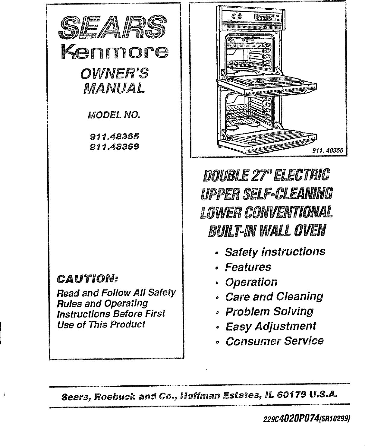 Kenmore 91148365690 User Manual ELECTRIC BUILT IN DOUBLE OVEN Manuals