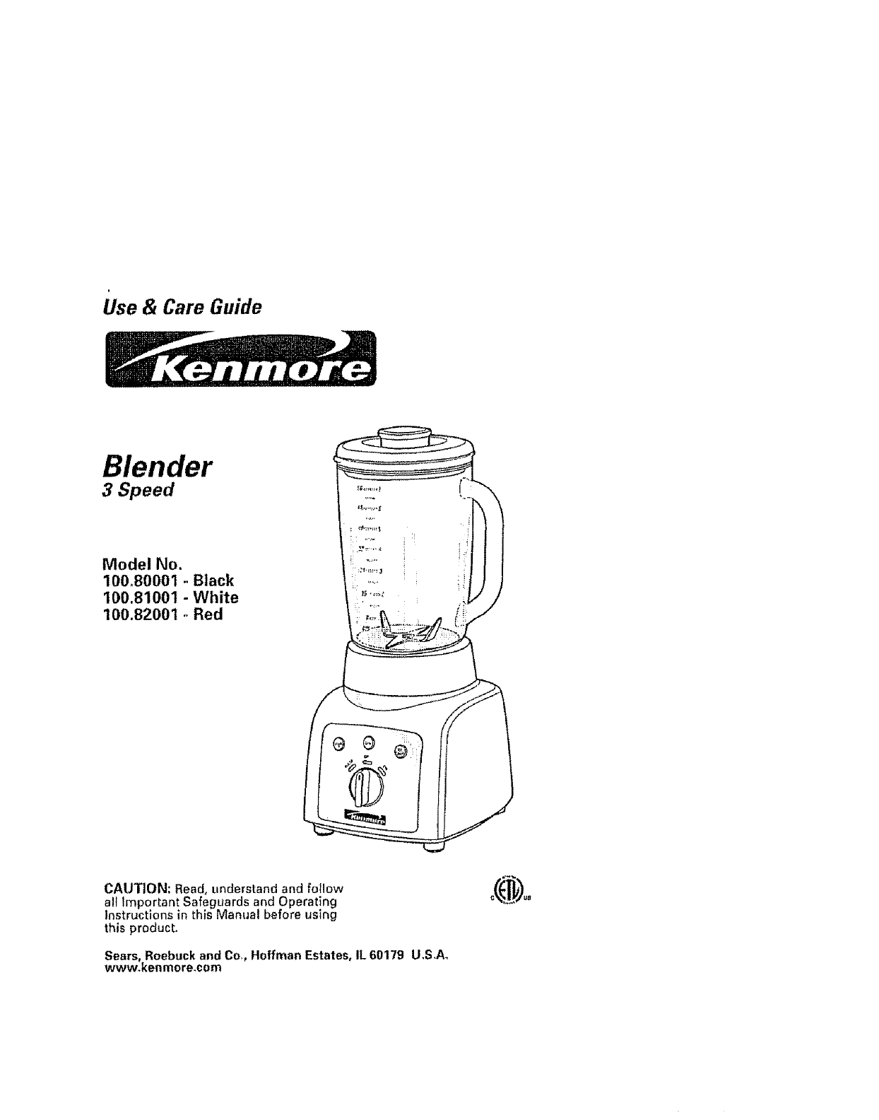 Kenmore 100 80001 Users Manual