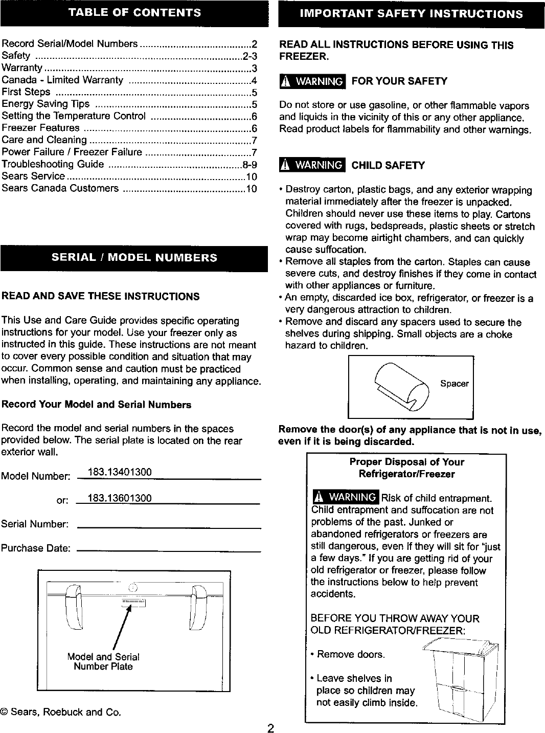Page 2 of 9 - Kenmore Kenmore-183-134013-Users-Manual-  Kenmore-183-134013-users-manual