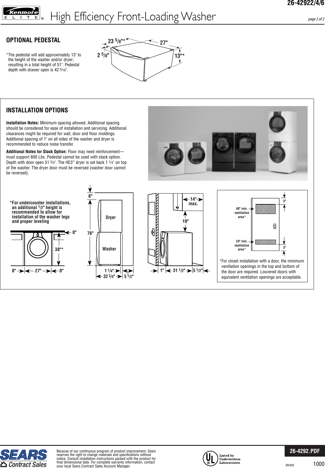 Page 2 of 2 - Kenmore Kenmore-26-42922-Users-Manual- 26-4292  Kenmore-26-42922-users-manual