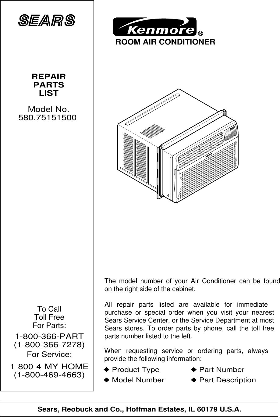 Kenmore 580 751515 Users Manual