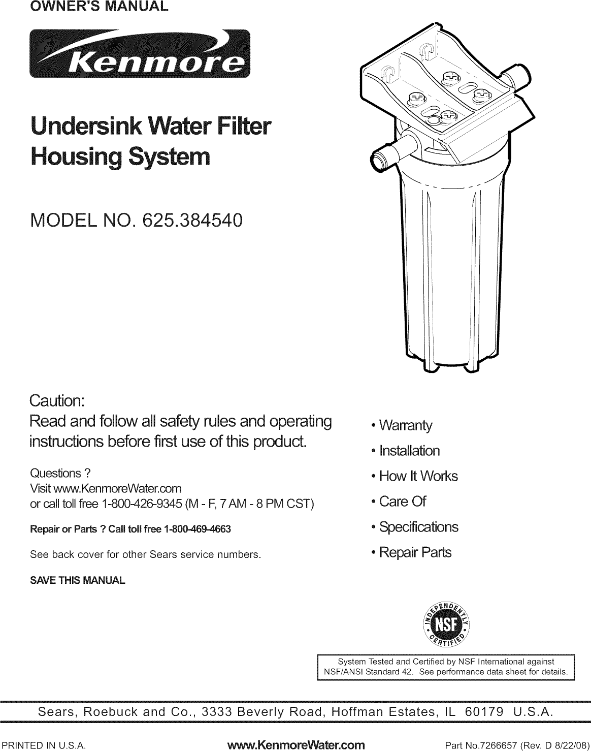 Page 1 of 12 - Kenmore Kenmore-625-38454-Users-Manual-  Kenmore-625-38454-users-manual