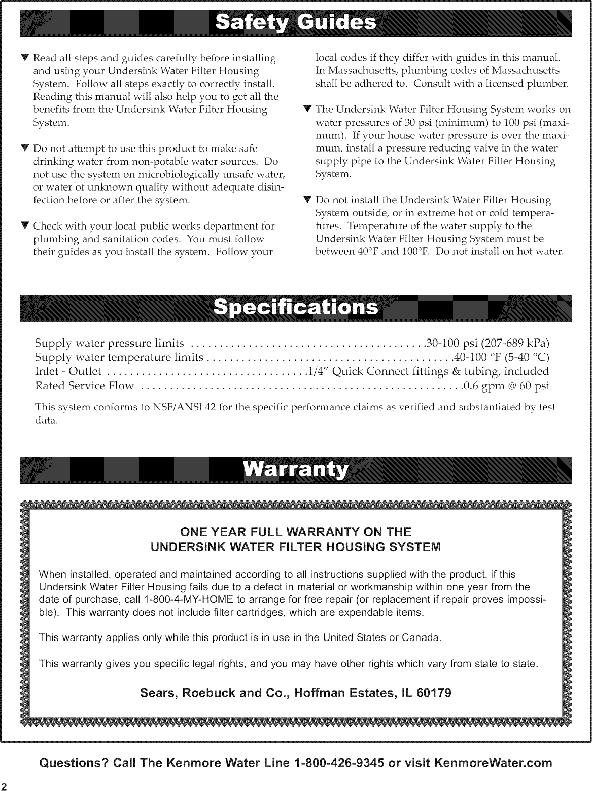 Page 2 of 12 - Kenmore Kenmore-625-38454-Users-Manual-  Kenmore-625-38454-users-manual