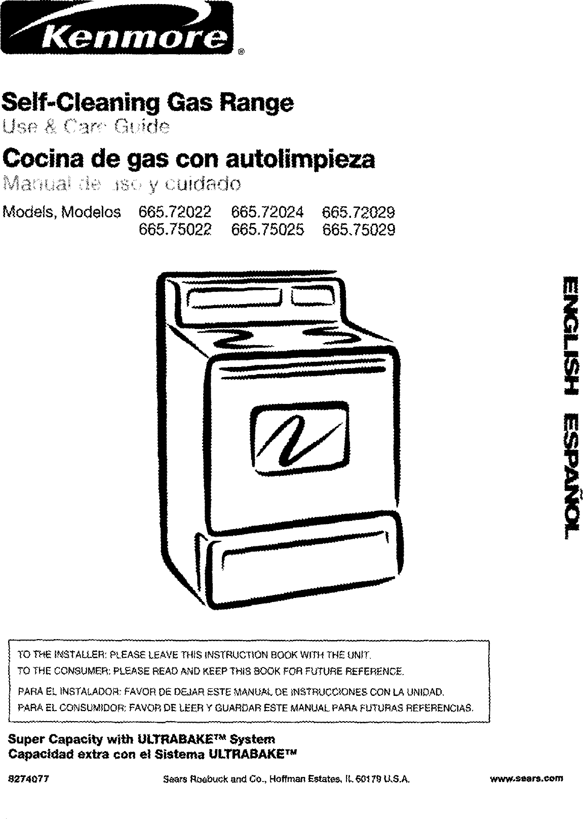 Kenmore 665 72022 Users Manual