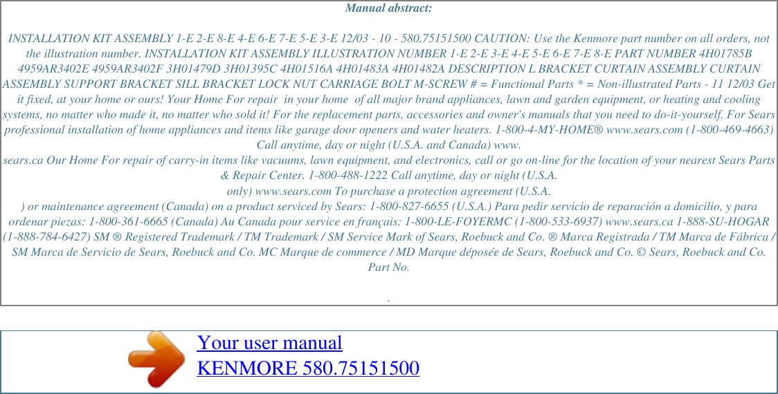 Page 2 of 2 - Kenmore Kenmore-Air-Conditioner-580-751515-Users-Manual- User Manual 580.75151500  Kenmore-air-conditioner-580-751515-users-manual