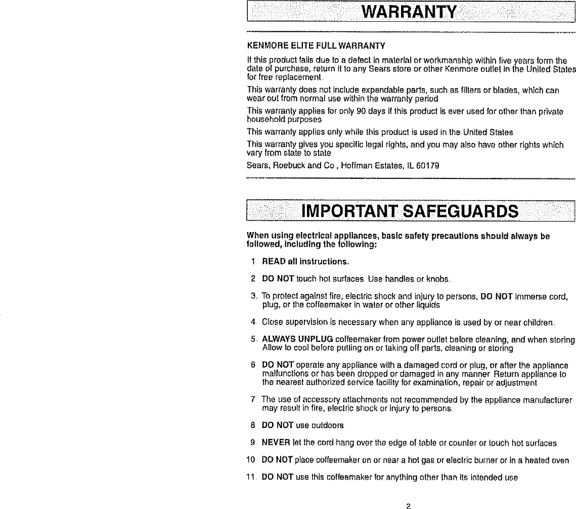 Page 2 of 10 - Kenmore Kenmore-Elite-100-90006-Users-