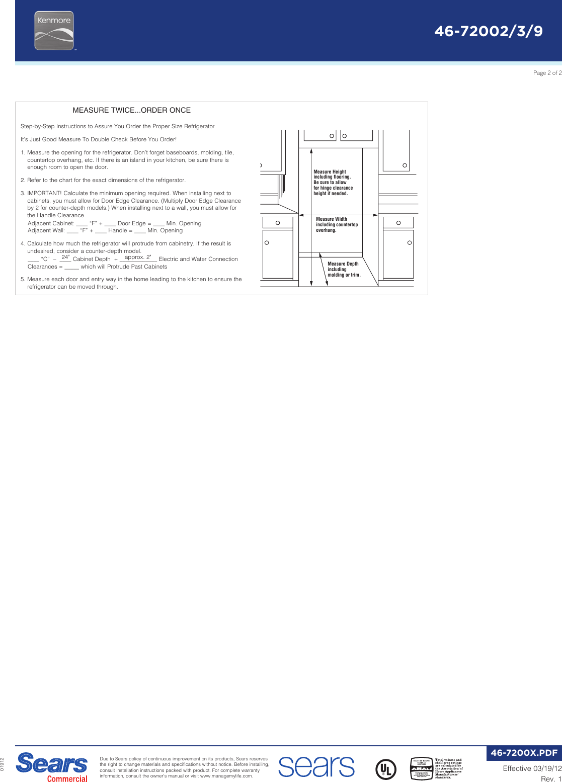 Page 2 of 2 - Kenmore Kenmore-Kenmore-22-Cu-Ft-French-Door-Bottom-Freezer-Refrigerator-W-Internal-Dispenser-Black-Specifications-  Kenmore-kenmore-22-cu-ft-french-door-bottom-freezer-refrigerator-w-internal-dispenser-black-specifications