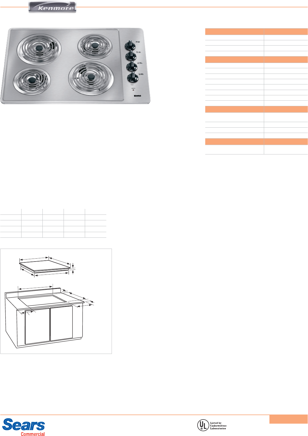 Kenmore 30 Electric Cooktop 4120 Installation Guide