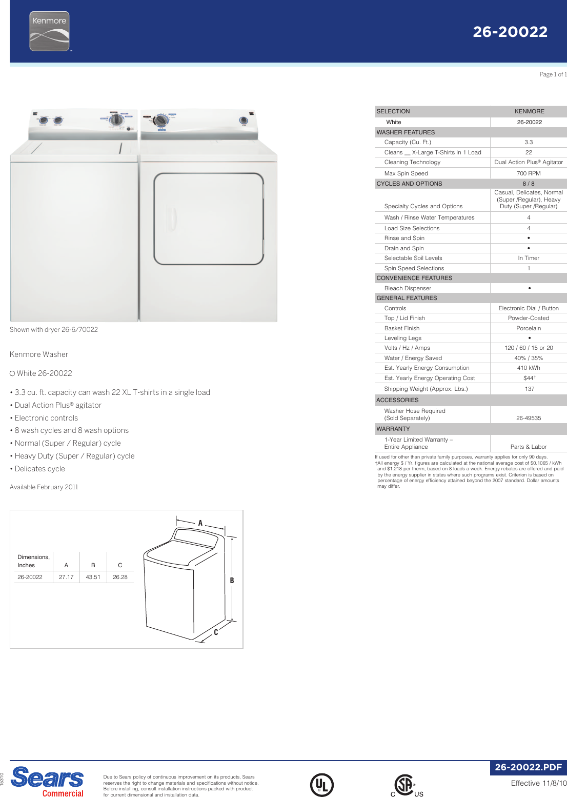 Page 1 of 1 - Kenmore Kenmore-Kenmore-3-4-Cu-