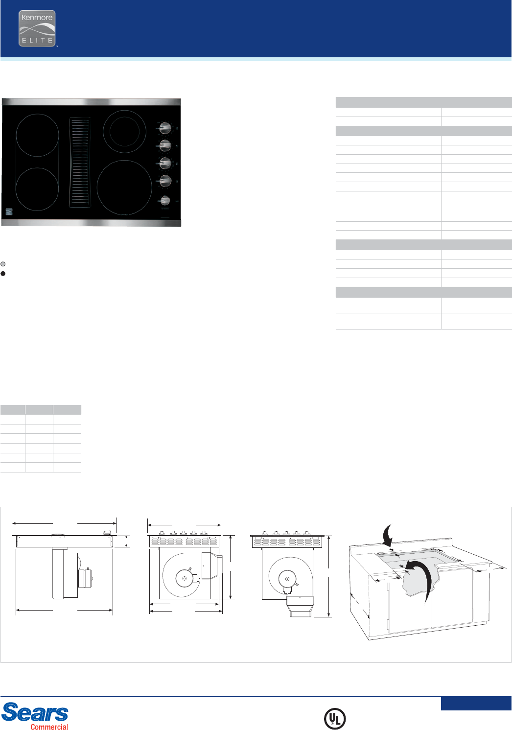 Kenmore Elite 30 Down Electric Cooktop Installation Guide