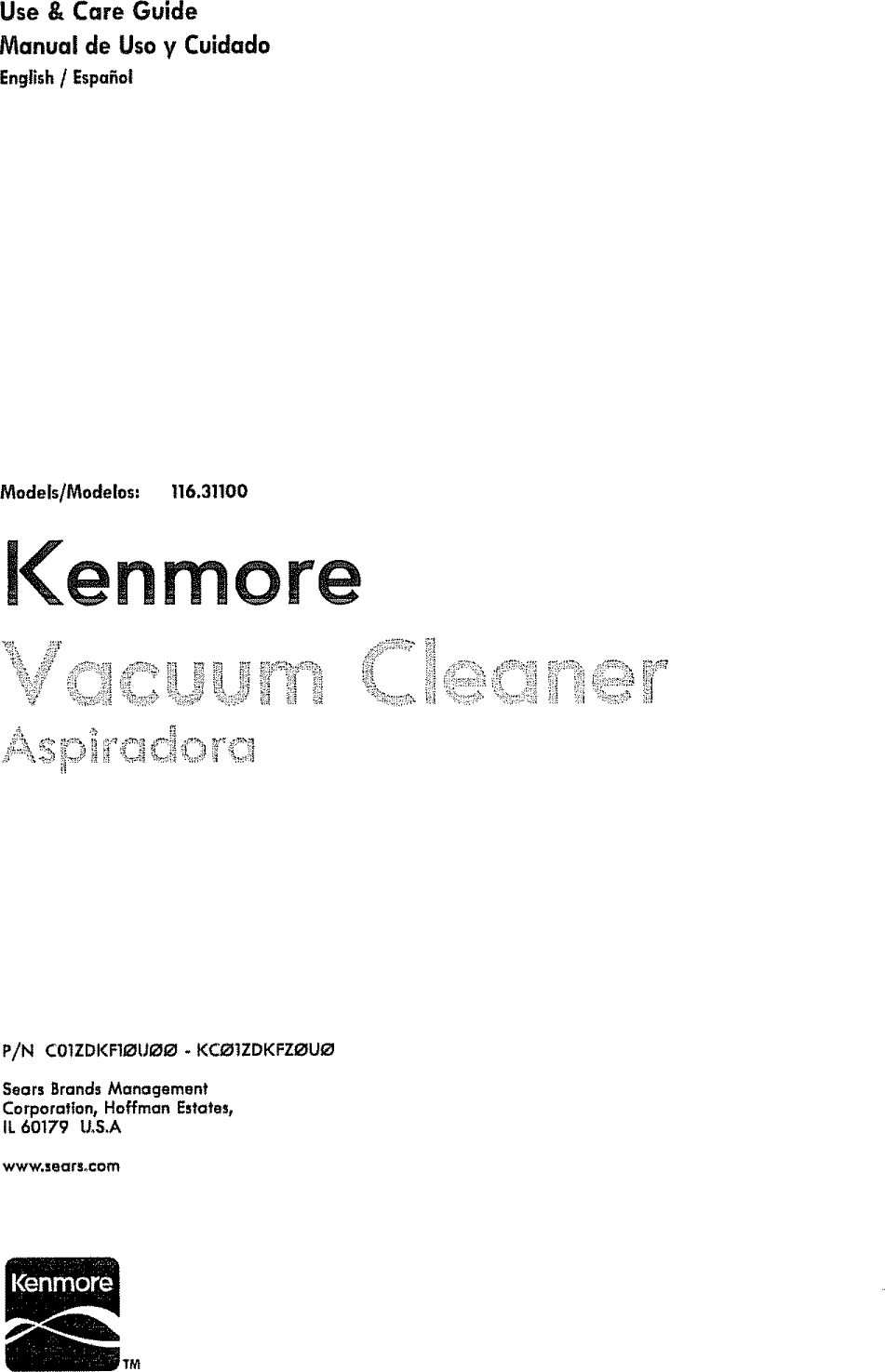 Kenmore Intuition Upright Bagged Vacuum Cleaner Owners Manual