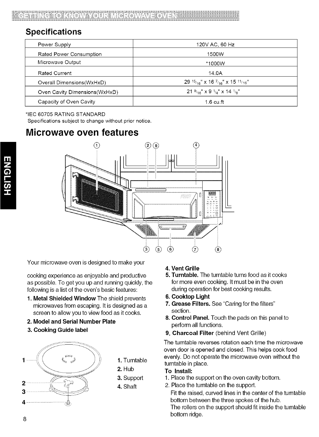 Kenmore Microwave Hood Combination 721 80032 Users Manual