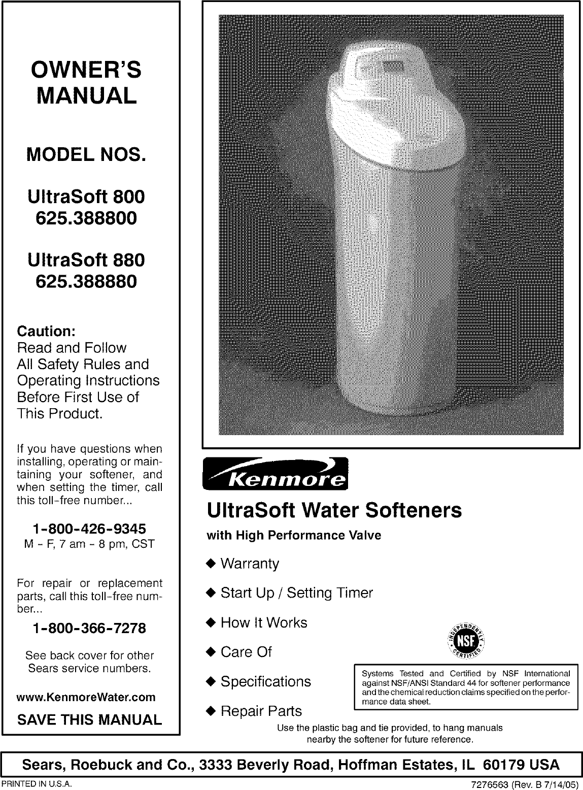 Kenmore Ultrasoft 625 3888 Users Manual