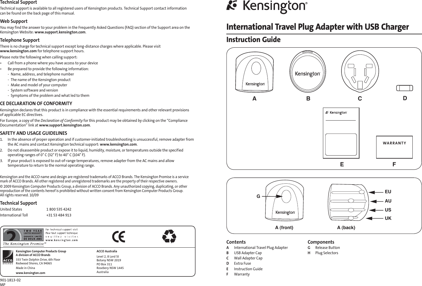 Page 1 of 2 - Kensington 110V N 275W 33346US International Travel Plug Adapter With USB Charger User Manual  To The 951225de-e62c-4816-a8d5-63027e11aeb4