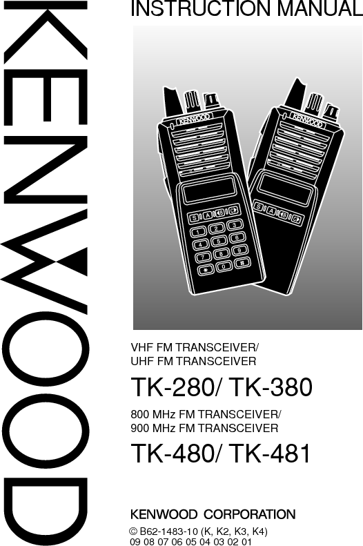 iTHANK YOUWe are grateful you chose KENWOOD for your landmobile radio applications.  We believe this easy-to-usetransceiver will provide dependable communications tokeep personnel operating at peak efficiency.KENWOOD transceivers incorporate the latest inadvanced technology.  As a result, we feel strongly thatyou will be pleased with the quality and features of thisproduct.MODELS COVERED BY THIS MANUAL•  TK-280:  VHF FM Transceiver•  TK-380:  UHF FM Transceiver•  TK-480:  800 MHz FM Transceiver•  TK-481:  900 MHz FM TransceiverNOTICES TO THE USER◆Government law prohibits the operation of unlicensed radiotransmitters within the territories under government control.◆Illegal operation is punishable by fine and/or imprisonment.◆Refer service to qualified technicians only.SAFETY:  It is important that the operator is aware ofand understands hazards common to the operation ofany transceiver.EXPLOSIVE ATMOSPHERES (GASES, DUST, FUMES, etc.)Turn off your transceiver while taking on fuel, or while parked ingasoline service stations.