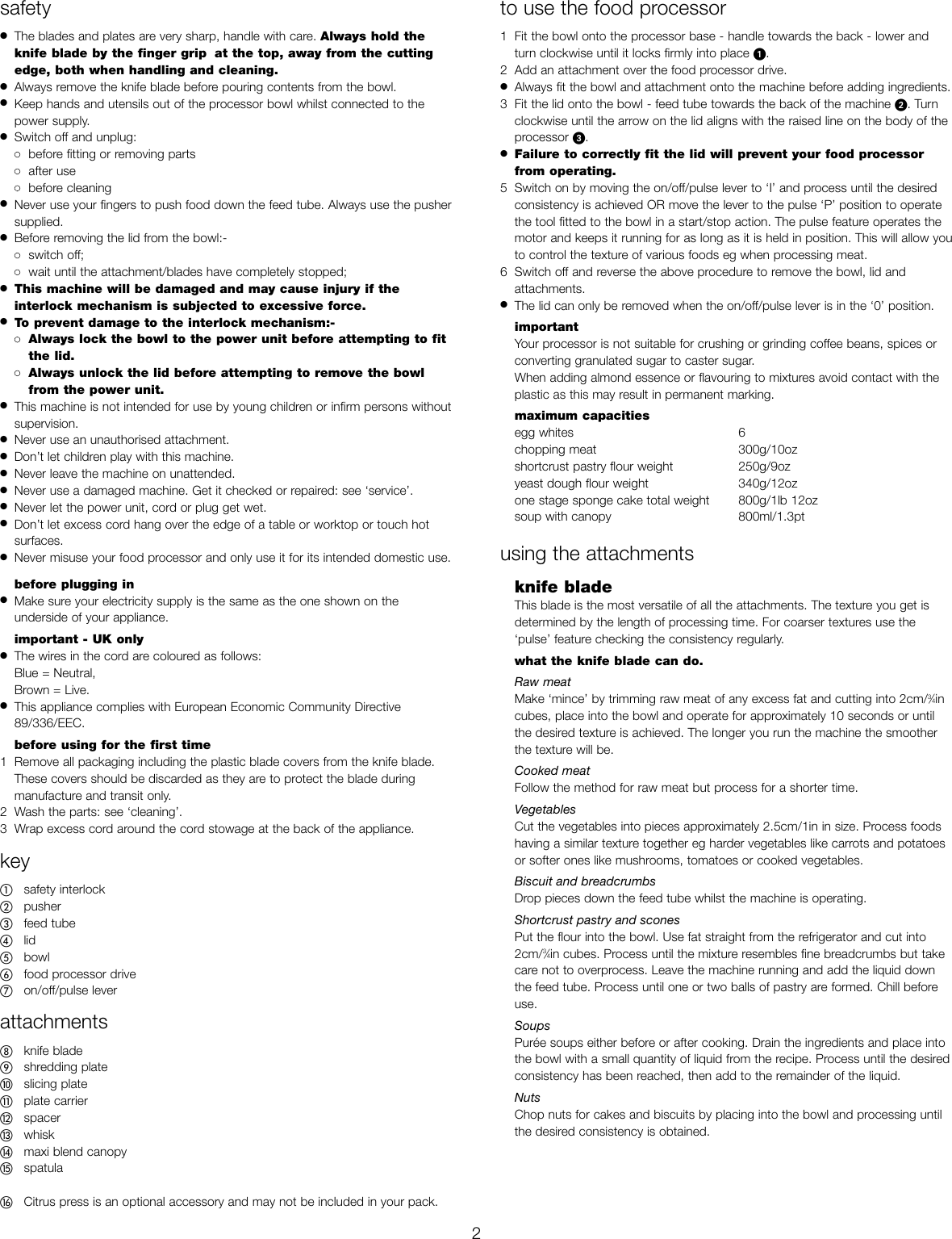 Page 3 of 6 - Kenwood FP108 Series 54203 English Only User Manual  To The 507816d5-094b-4c51-a278-3d81149ed464